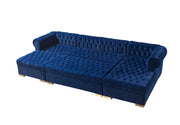 Lauren Navy Velvet Double Chaise Sectional - Lara FurnitureSectional