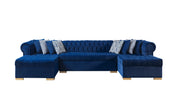 Lauren Navy Velvet Double Chaise Sectional - Lara FurnitureSectional