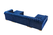 Lauren Navy Velvet Double Chaise Sectional - Lara FurnitureSectional