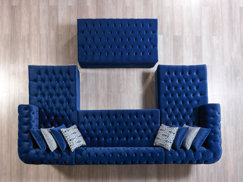 Lauren Navy Velvet Double Chaise Sectional - Lara FurnitureSectional