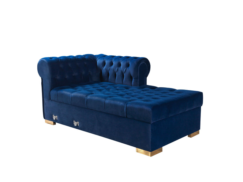 Lauren Navy Velvet Double Chaise Sectional - Lara FurnitureSectional
