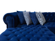 Lauren Navy Velvet Double Chaise Sectional - Lara FurnitureSectional