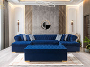 Lauren Navy Velvet Double Chaise Sectional - Lara FurnitureSectional