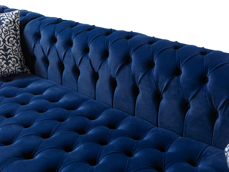 Lauren Navy Velvet Double Chaise Sectional - Lara FurnitureSectional