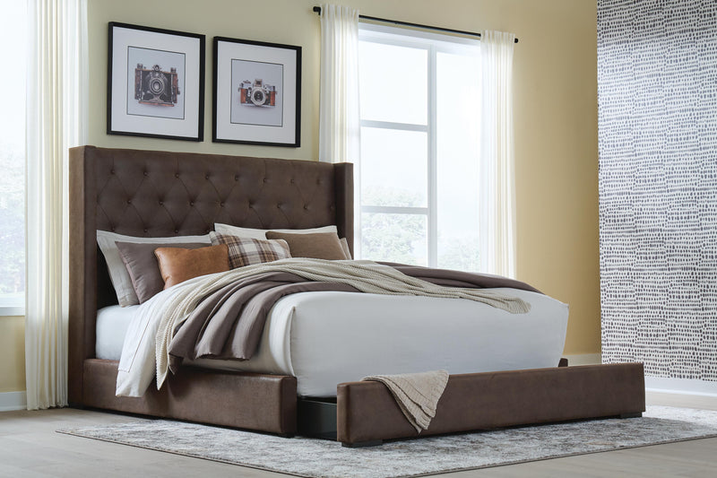Lavernty Coffee King Upholstered Storage Bed - PCB9002B2
