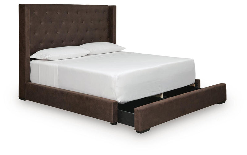 Lavernty Coffee Queen Upholstered Storage Bed - PCB9002B1