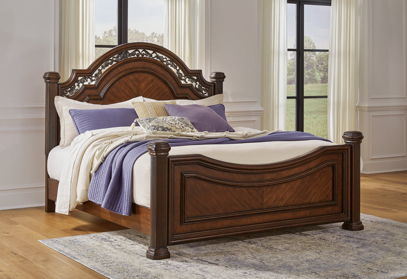 Lavinton California King Poster Bed with Dresser in Brown - PKG016871
