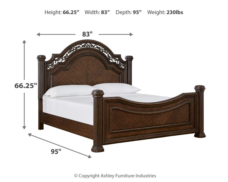 Lavinton King Poster Bed with 2 Nightstands in Brown from Ashley - Lara Furniture