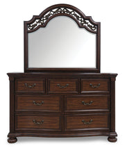 Lavinton King Poster Bed with Mirrored Dresser and 2 Nightstands in Brown from Ashley - Lara Furniture