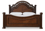 Lavinton King Poster Bed with Mirrored Dresser and 2 Nightstands in Brown from Ashley - Lara Furniture
