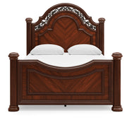 Lavinton Queen Poster Bed with 2 Nightstands in Brown from Ashley - Lara Furniture