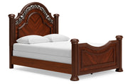 Lavinton Queen Poster Bed with 2 Nightstands in Brown from Ashley - Lara Furniture