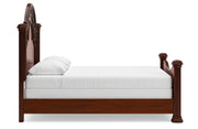 Lavinton Queen Poster Bed with Mirrored Dresser and 2 Nightstands in Brown from Ashley - Lara Furniture