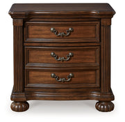 Lavinton Queen Poster Bed with Mirrored Dresser and 2 Nightstands in Brown from Ashley - Lara Furniture