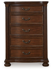 Lavinton Queen Poster Bed with Mirrored Dresser and Chest in Brown from Ashley - Lara Furniture