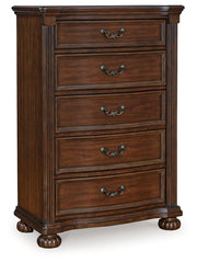 Lavinton Queen Poster Bed with Mirrored Dresser, Chest and Nightstand in Brown from Ashley - Lara Furniture