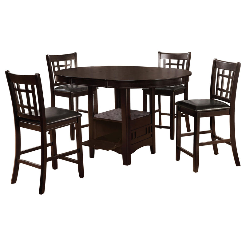 Lavon 5-piece Oval Counter Height Extension Dining Set Espresso - 102888-S5