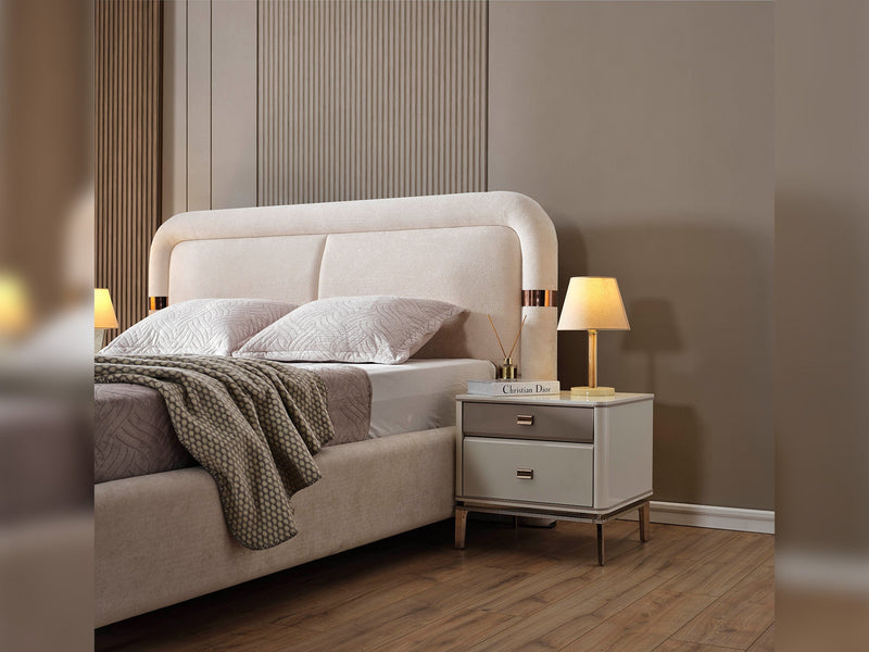 Law Bedroom (Queen Frame With Headboard & Dresser With Mirror & Ottoman & 2 Nightstand) - 200-ELIF-LAW-A511-QBED-SET