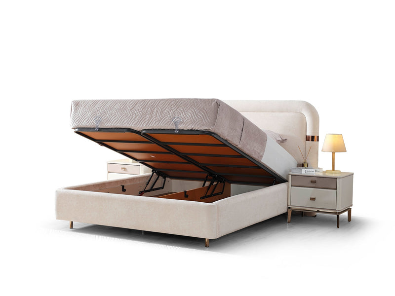 Law Bedroom (Queen Frame With Headboard & Dresser With Mirror & Ottoman & 2 Nightstand) - 200-ELIF-LAW-A511-QBED-SET