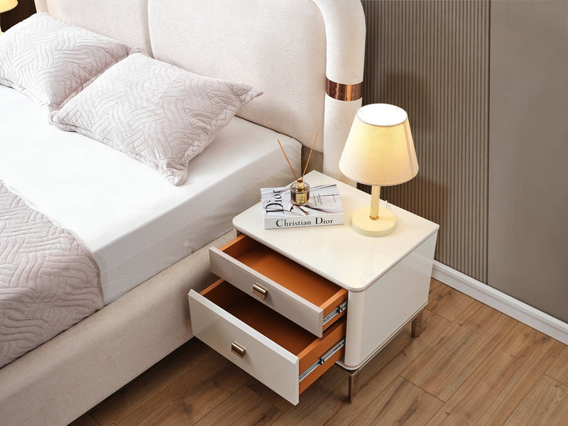 Law Bedroom (Queen Frame With Headboard & Dresser With Mirror & Ottoman & 2 Nightstand) - 200-ELIF-LAW-A511-QBED-SET