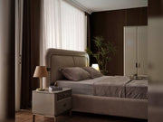 Law Bedroom (Queen Frame With Headboard & Dresser With Mirror & Ottoman & 2 Nightstand) - 200-ELIF-LAW-A511-QBED-SET