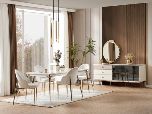 Law Diningroom (Consol With Mirror & Dining Table & 6 Dining Chair) - 200-ELIF-LAW-A512-DT-6-SET