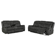 Lawrence 2-piece Upholstered Reclining Sofa Set Charcoal - 603504-S2