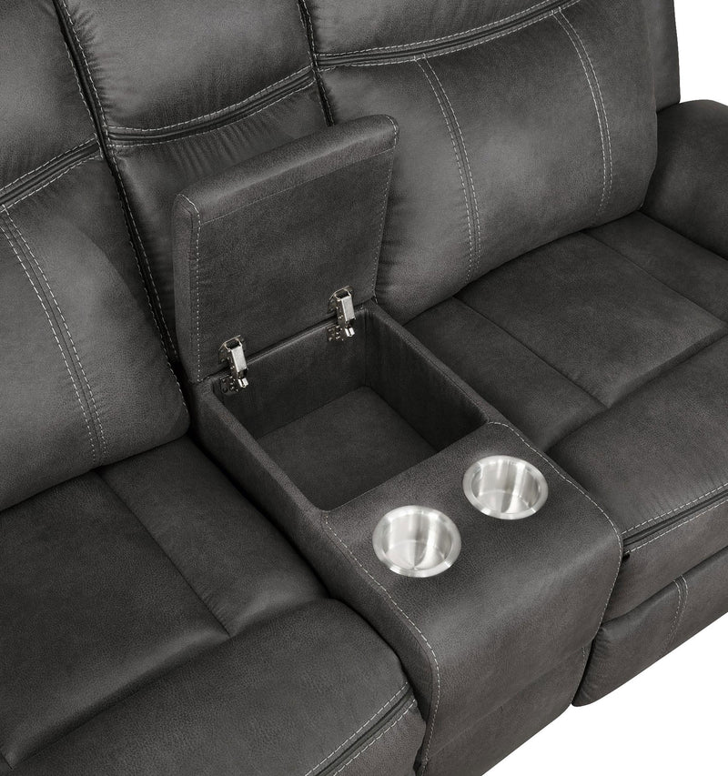 Lawrence 3-piece Upholstered Reclining Sofa Set Charcoal - 603504-S3