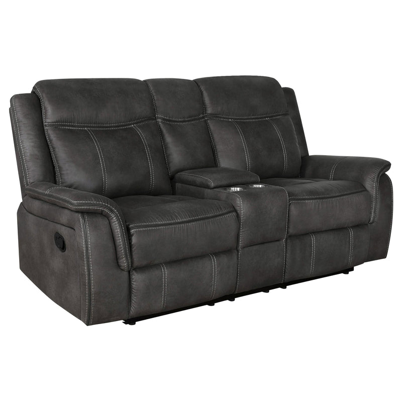 Lawrence Upholstered Padded Arm Reclining Loveseat Charcoal - 603505