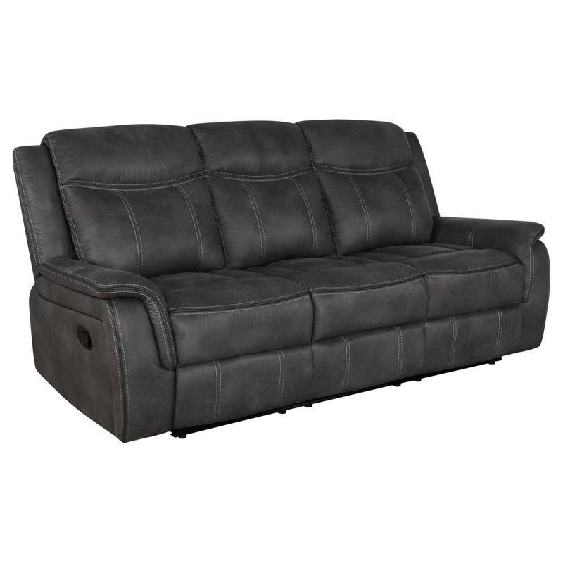 Lawrence Upholstered Padded Arm Reclining Sofa Charcoal - 603504