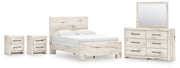 Lawroy Full Panel Bed with Mirrored Dresser and 2 Nightstands in Light Natural from Ashley - Lara Furniture