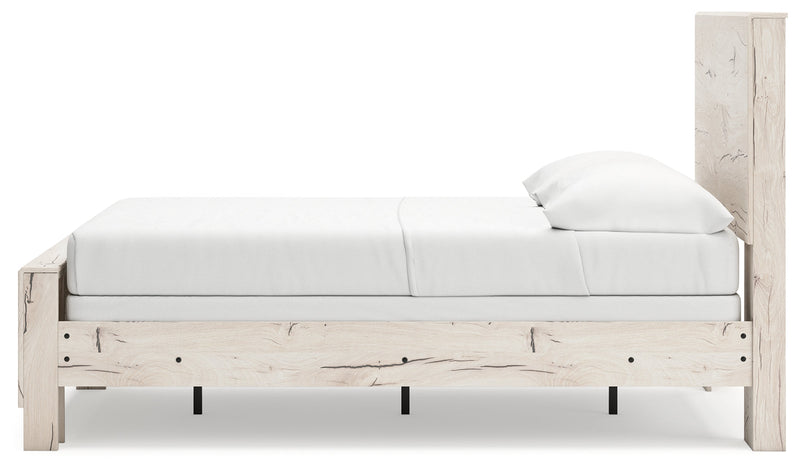 Lawroy Full Panel Bed with Mirrored Dresser, Chest and Nightstand in Light Natural from Ashley - Lara Furniture