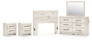 Lawroy Full Panel Headboard with Mirrored Dresser and 2 Nightstands in Light Natural from Ashley - Lara Furniture