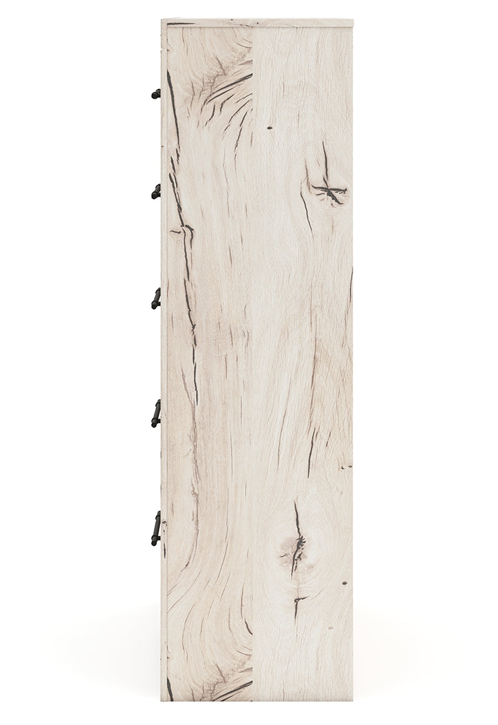 Lawroy Full Panel Headboard with Mirrored Dresser and Chest in Light Natural from Ashley - Lara Furniture