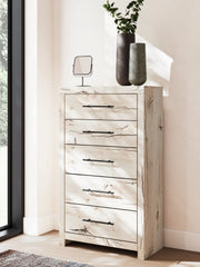 Lawroy Full Panel Headboard with Mirrored Dresser and Chest in Light Natural from Ashley - Lara Furniture