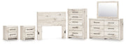 Lawroy Full Panel Headboard with Mirrored Dresser, Chest and 2 Nightstands in Light Natural from Ashley - Lara Furniture
