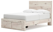 Lawroy Full Panel Storage Bed and 2 Nightstands in Light Natural - PKG020238