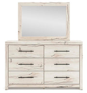 Lawroy Full Panel Storage Bed, Dresser, Mirror and 2 Nightstands in Light Natural - PKG020231