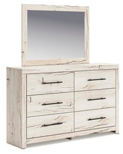 Lawroy Full Panel Storage Bed, Dresser, Mirror and 2 Nightstands in Light Natural - PKG020231