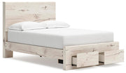 Lawroy Full Panel Storage Bed, Dresser, Mirror, Chest and Nightstand in Light Natural - PKG020235