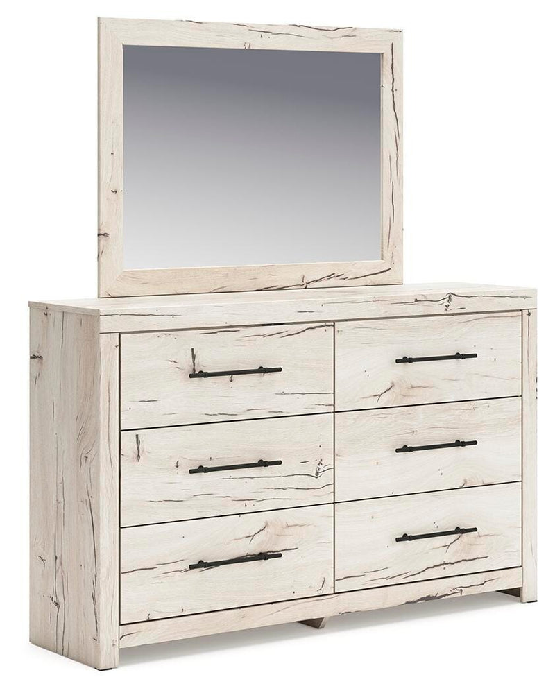 Lawroy Full Panel Storage Bed, Dresser, Mirror, Chest and Nightstand in Light Natural - PKG020235