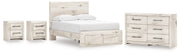 Lawroy Full Panel Storage Bed with Dresser and 2 Nightstands in Light Natural from Ashley - Lara Furniture