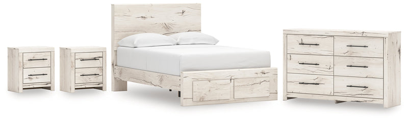 Lawroy Full Panel Storage Bed with Dresser and 2 Nightstands in Light Natural from Ashley - Lara Furniture