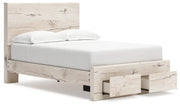 Lawroy Full Panel Storage Bed with Mirrored Dresser and Chest in Light Natural from Ashley - Lara Furniture