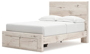 Lawroy Full Panel Storage Bed with Mirrored Dresser and Chest in Light Natural from Ashley - Lara Furniture