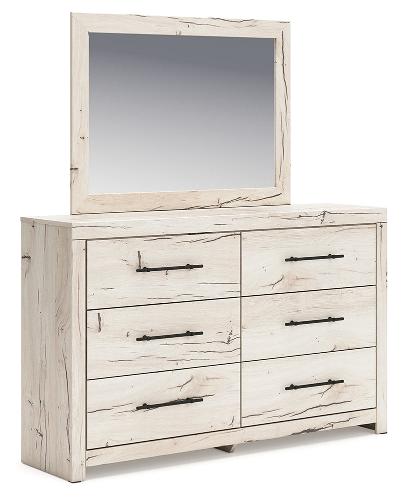 Lawroy Full Panel Storage Bed with Mirrored Dresser and Chest in Light Natural from Ashley - Lara Furniture