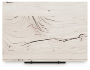 Lawroy Full Panel Storage Bed with Mirrored Dresser and Chest in Light Natural from Ashley - Lara Furniture
