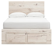 Lawroy Full Panel Storage Bed with Mirrored Dresser and Nightstand in Light Natural from Ashley - Lara Furniture