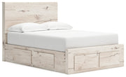 Lawroy Full Panel Storage Bed with Mirrored Dresser and Nightstand in Light Natural from Ashley - Lara Furniture
