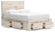 Lawroy Full Panel Storage Bed with Mirrored Dresser and Nightstand in Light Natural from Ashley - Lara Furniture